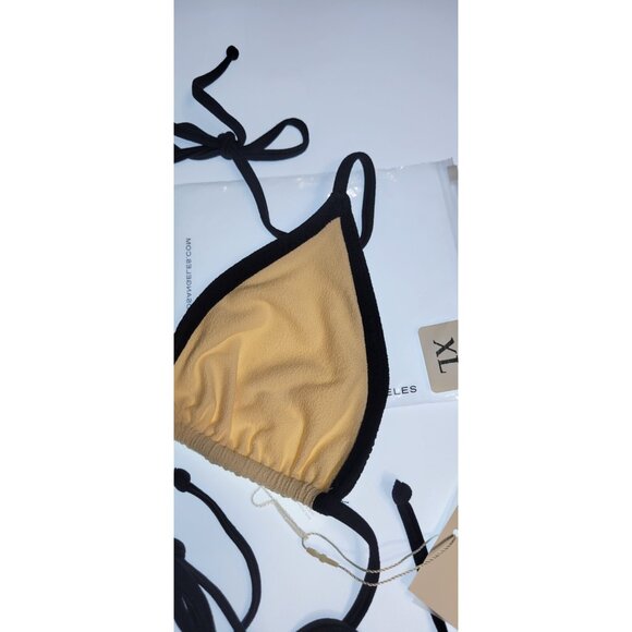 SAME Los Angeles Swim Bikini Set 2Pc Triangle Top XL High Weist Bottom L Beige - Picture 5 of 12
